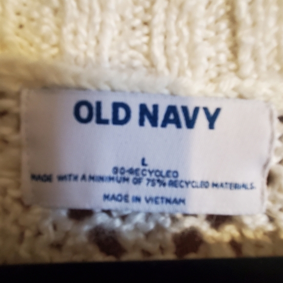 Old navy long sleeve semi sheer fringe ivory sz large.  Sweater recycled Mater. - Picture 2 of 7